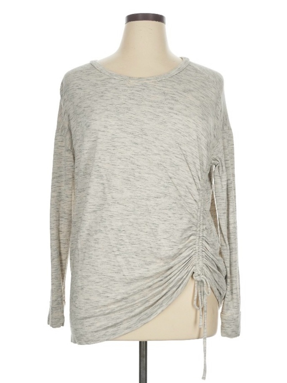 LOFT Outlet Lounge Heather Gray Ruched Side Drawstring Super Soft Top XL